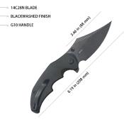 KUB181D Couteau Kubey Ceto Camping Black Lame Acier 14C28N BLK IKBS - Livraison Gratuite