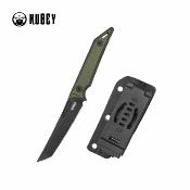 KUB430F Kubey Goliath – Couteau Lame fixe Tanto Acier 14C28N Black Manche Green Micarta - Housse kydex - Livraison Gratuite