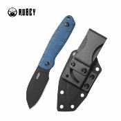 KUB455C Kubey Microburst Blue – Couteau Fixe Lame Acier 14C28N Blackwash Manche Micarta Bleu Housse Kydex  – Livraison Gratuite