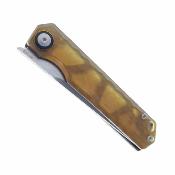MAXMM482C Couteau Maxace Baby Racoon V | Lame Acier 10Cr15CoMoV Satin | Manche PEI Ambre | Livraison Gratuite