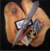 MCT22511APNC Couteau OTF Microtech Dirac D/E 225-11APNC | Lame Dague Apocalyptic Part Serrated | Manche Alu USA - Livraison Gratuite
