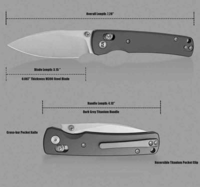 MGR817ADG Vakor Miguron Knives – Couteau pliant Crossbar Lock Lame Acier 14C28N Dark Grey PVD Manche Grey G10 - Livraison Gratuite