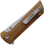 NMB2405PEI — Couteau North Mountain Blade Chop 2 Button Lock Lame Acier SLD-Magic San Mai Tanto Manche PEI Ambré Livraison Gratuite