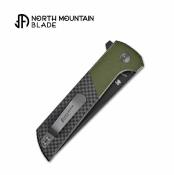 NMB2407SGCFD North Mountain Blade Chop 2 – Couteau Pliant Lame SLD‑Magic San Mai Tanto – Manche Alu/FCarbone Vert – Livraison Gratuite