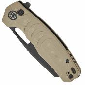 PFE17KDW Couteau Pliant Petrified Fish Trilobite | Lame Reverse Tanto Acier Sandvik 14C28N Black | Manche Khaki G10 Button Lock - Livraison Gratuite
