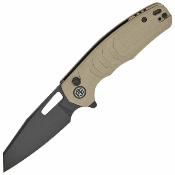 PFE17KDW Couteau Pliant Petrified Fish Trilobite | Lame Reverse Tanto Acier Sandvik 14C28N Black | Manche Khaki G10 Button Lock - Livraison Gratuite