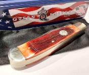 QAWB54 Queen USA Amber Winterbottom Bone Trapper – Couteau Pliant Traditionnel Clip & Spey Lame Acier Carbone 1095 Manche Os USA - Livraison Gratuite