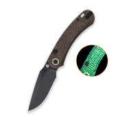 QS174A1 QSP Coyote Nitro V Glow Brown Couteau Lame Acier Nitro-V Manche Micarta Marron Glow Button Liner Lock - Livraison Gratuite