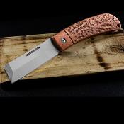 RR2283 Couteau Rough Ryder Apta Lame Cleaver Acier VG-10 Manche Cuivre Slip Joint - Livraison Gratuite
