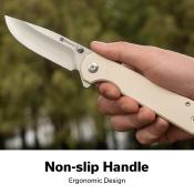 S240951 Couteau Sencut Aetheris Clip Point Lame Acier Inox 9Cr18MoV Manche G10 Ivory Linerlock Ouverture Flipper - Livraison Gratuite