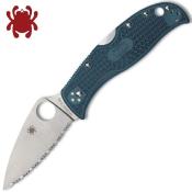 SC262SBLK390 Couteau Spyderco LeafJumper Blue Lame Acier K390 Serr Made Japan - Livraison Gratuite