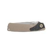 SRM106MGW Couteau SRM Dome 106M-GW | Lame Drop Point Acier 12C27 | Finition Satinée | Manche G10 Desert  | Clip - Livraison Gratuite