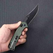 SRM9203MG2 Couteau SRM Retriever | Lame Clip Point Acier 10Cr15CoMoV Black | Manche OD Green Micarta Ambi-Lock - Livraison Gratuite