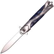 STT2733384 — Couteau S-TEC Linerlock A/O Lame Acier Inox Mirror Spear Point Manche Acier Inox Acrylique Bleu Brise-Verre Clip - Livraison Gratuite