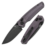 T2109V7 Couteau Tenable Raven Purple Cross Bar Lock Lame Acier 14C28N Blackwash Manche Micarta - Livraison Gratuite