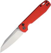 TD014RD Couteau Defcon Tier 1 Sheepfoot Lame Acier Sandvik 14C28N Manche Aluminium Red Sécurité Button Lock - Livraison Gratuite