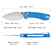TVJM02LMN Couteau TRIVISA Koala-L Blue Pliant Crossbar Lock Lame Drop Point Acier N690 Manche Aluminium - Livraison Gratuite