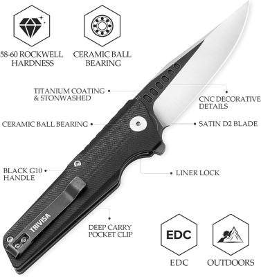 TVTY01BDG Couteau Trivisa Orion Black Lame Acier D2 IKBS - Livraison Gratuite