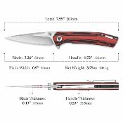 TVTY10RBG154 Trivisa Volans-03RB – Couteau pliant Liner Lock Lame Acier 154CM Satin Manche Red/Black G10 - Livraison Gratuite