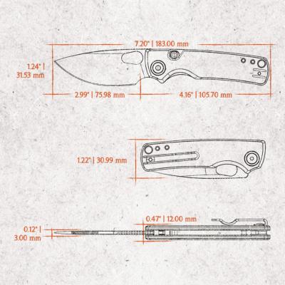 VOSA2606 Couteau Vosteed Porcupine White Drop Point Lame Acier 14C28N Manche G10 Sécurité TLL - Livraison Gratuite