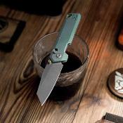 VOSA3519 Couteau Vosteed Parallel | Lame Reverse Tanto Acier 154CM | Manche Titanium Green Crossbar Lock - Livraison Gratuite