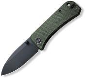 WE2004J Couteau We Knife Banter Lame Spear Point Acier S35VN Manche Micarta Vert Pivot Roulements à Billes - Livraison Gratuite