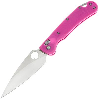 DGRFM022SPKS — Couteau Daggerr Sting Slim Lame Acier VG-10 Satiné Manche G10 Rose Crossbar Lock Livraison Gratuite