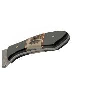 DM1356 Couteau de Chasse Damas Skinner Buffalo Stag Lame 256 Couches Etui Cuir - Livraison Gratuite