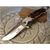 Couteau Elk Ridge Linerlock A/O Lame Acier 440 Manche Abs Façon Os ERA003I - Free SHipping
