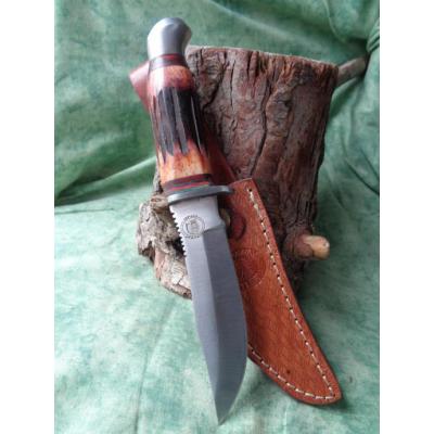 Couteau De Chasse Frost Cutlery Chipaway Torchbone Acier 3Cr13 Manche Os FCW2033RTB - Free Shipping