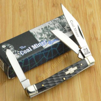 Couteau Canif de Mineur 3 Lames Acier 440 Manche Os Stockman knife RR759 - Free SHipping