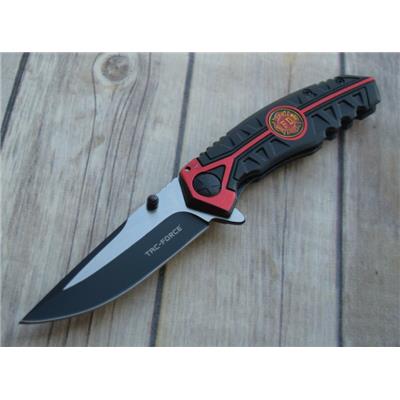 Couteau Tac Force Pompier A/O Lame Acier 3Cr13 Logo Pompier TF1013FD - Livraison Gratuite