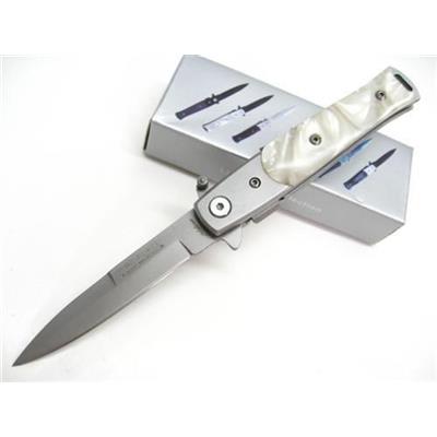 Couteau Stiletto Tac Force Lil' Milano A/O Linerlock Lame Acier Inox Manche Abs Imitation Perle TF438P - Free Shipping