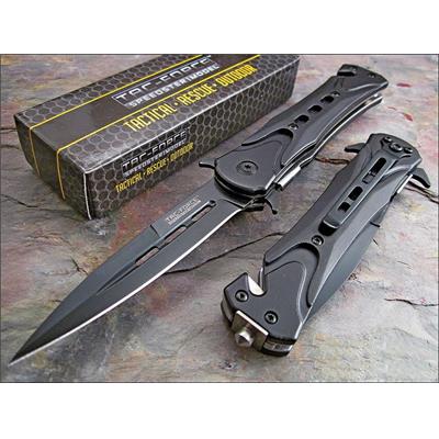 Dague Couteau Tactical Rescue Ouverture Assistée Lame Acier Inox Manche Alu TF719BK - Free Shipping