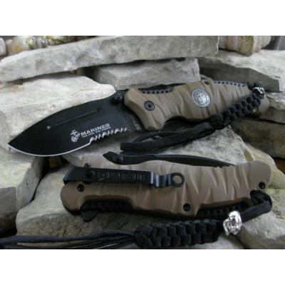 Couteau USMC Marines Tactical Reaper A/O Lame Acier 440C Serrated Manche Alu USMA1020BT - Free SHipping