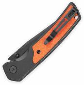 BTKMK16D  Bestechman Icebreaker – Couteau pliant Button Lock Lame Acier D2 Satin Manche Black Aluminum & Orange G10 - Livraison Gratuite