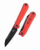 BTKMK20E — Couteau Pliant Bestechman Curvee Liner Lock Lame Acier AEB-L Two-Tone Manche Plaquettes G10 Rouge Front Flipper Thumb Stud Livraison Gratuite