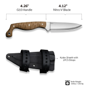 CIVC230782 CIVIVI MDRN Hunter C23078-1 – Couteau Fixe Drop Point | Lame Nitro-V Stonewashed | Manche G10 Brown Etui Kydex - Livraison Gratuite