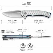 CIVC240402  CIVIVI Voidflare | Couteau Lame Drop Point Acier 14C28N Satin | Manche Greyish White Resin Linerlock - Livraison Gratuite