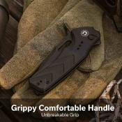 CIVC240661 CIVIVI Vexron – Couteau pliant Button Lock Lame Acier 14C28N Black Stonewash Manche Black Chevron G10 - Livraison Gratuite