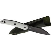 CMBFB01B Couteau CMB Made Knives Kisame White Lame Black 14C28N Etui Cuir - Livraison Gratuite