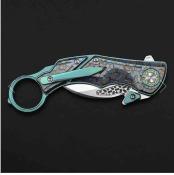 CRSPREDATORTGN Critical Strike Predator Karambit - Lame Acier M390 Manche Titane Teal & Camo Linerlock - Livraison Gratuite
