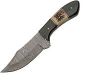 DM1356 Couteau de Chasse Damas Skinner Buffalo Stag Lame 256 Couches Etui Cuir - Livraison Gratuite