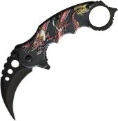 EE10A52RD Lot de 3 Couteau Semi Automatique Karambit ElitEdge Red Dragon Lame Acier Inox - Livraison Gratuite