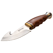 ER20029LBR Couteau de Chasse Elk Ridge Outskirt Guthook Lame Acier 8Cr13MoV Etui Cuir - Livraison Gratuite