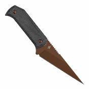 G020A3 Couteau Fixe Tenable ToothPik Lame Acier 14C28N Rose Gold Manche Micarta Noir Étui Kydex - Livraison Gratuite
