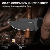 KI1078A3 Kizer Beaver 2 Black | Couteau à Lame Fixe Clip Point D2 Manche G-10 Noir | Étui Kydex - Livraison Gratuite