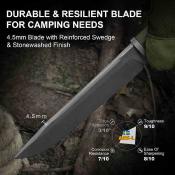 KI1096A2 Kizer Camp 180 - Couteau Fixe Outdoor Lame Drop Point Acier AEB-L Manche G10 Green Étui Kydex - Livraison Gratuite