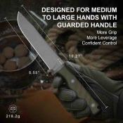 KI1096A2 Kizer Camp 180 - Couteau Fixe Outdoor Lame Drop Point Acier AEB-L Manche G10 Green Étui Kydex - Livraison Gratuite