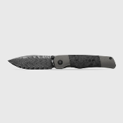 Ki3685A1 Kizer Coywolf | Couteau Lame Drop Point Acier Damas Acid-Washed | Manche Titanium & Carbon Fiber Frame Lock - Livraison Gratuite